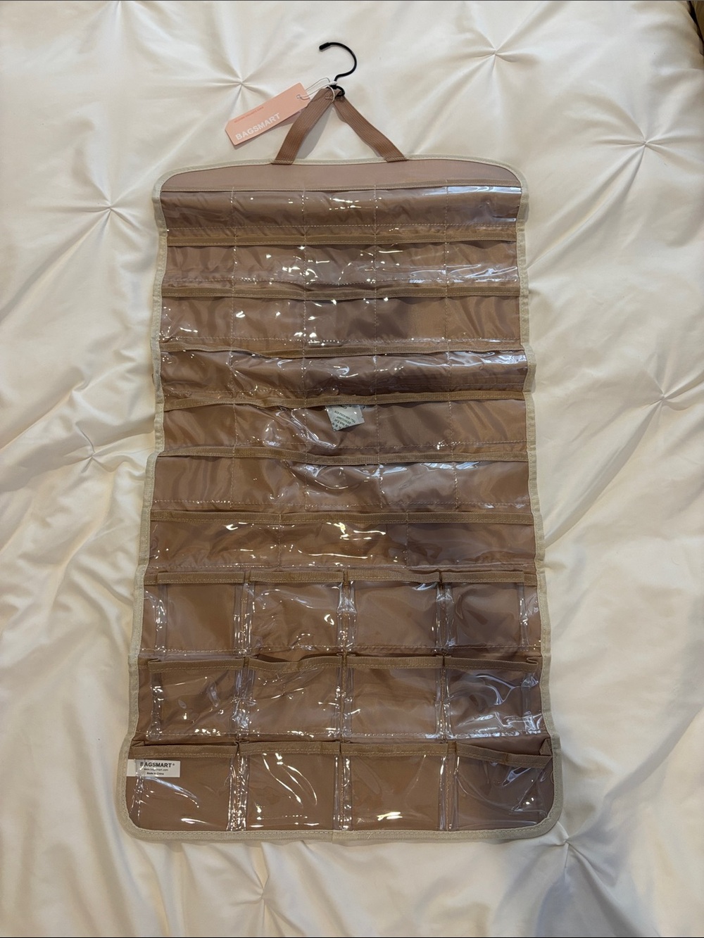 BagSMART Beige Hanging Jewelry & Accessory Organizer